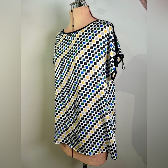 DKNY Tops - DKNY Womens Contrast Tie Sleeve Pullover Blouse, Multicoloured, Size Small